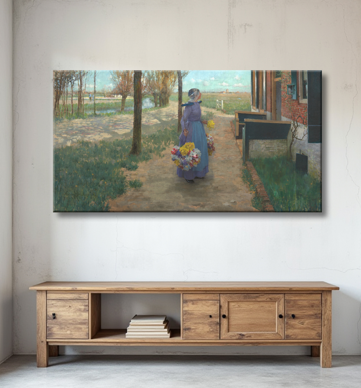 Reproduction Fille de fleur en Hollande de George Hitchcock avec decor