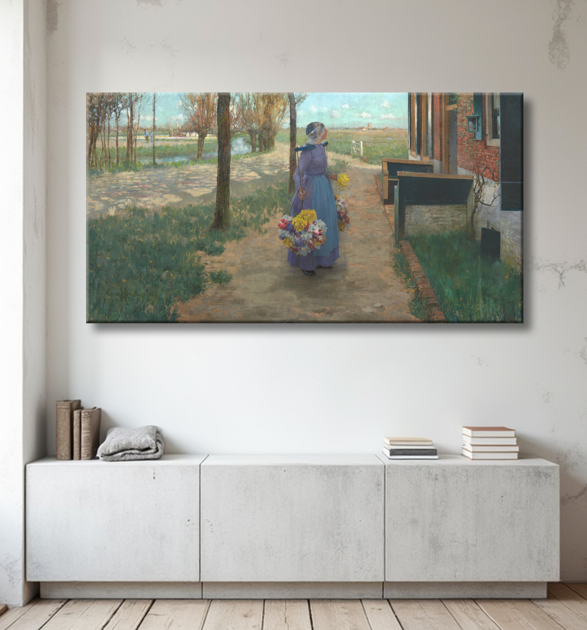 Reproduction Fille de fleur en Hollande de George Hitchcock avec decor