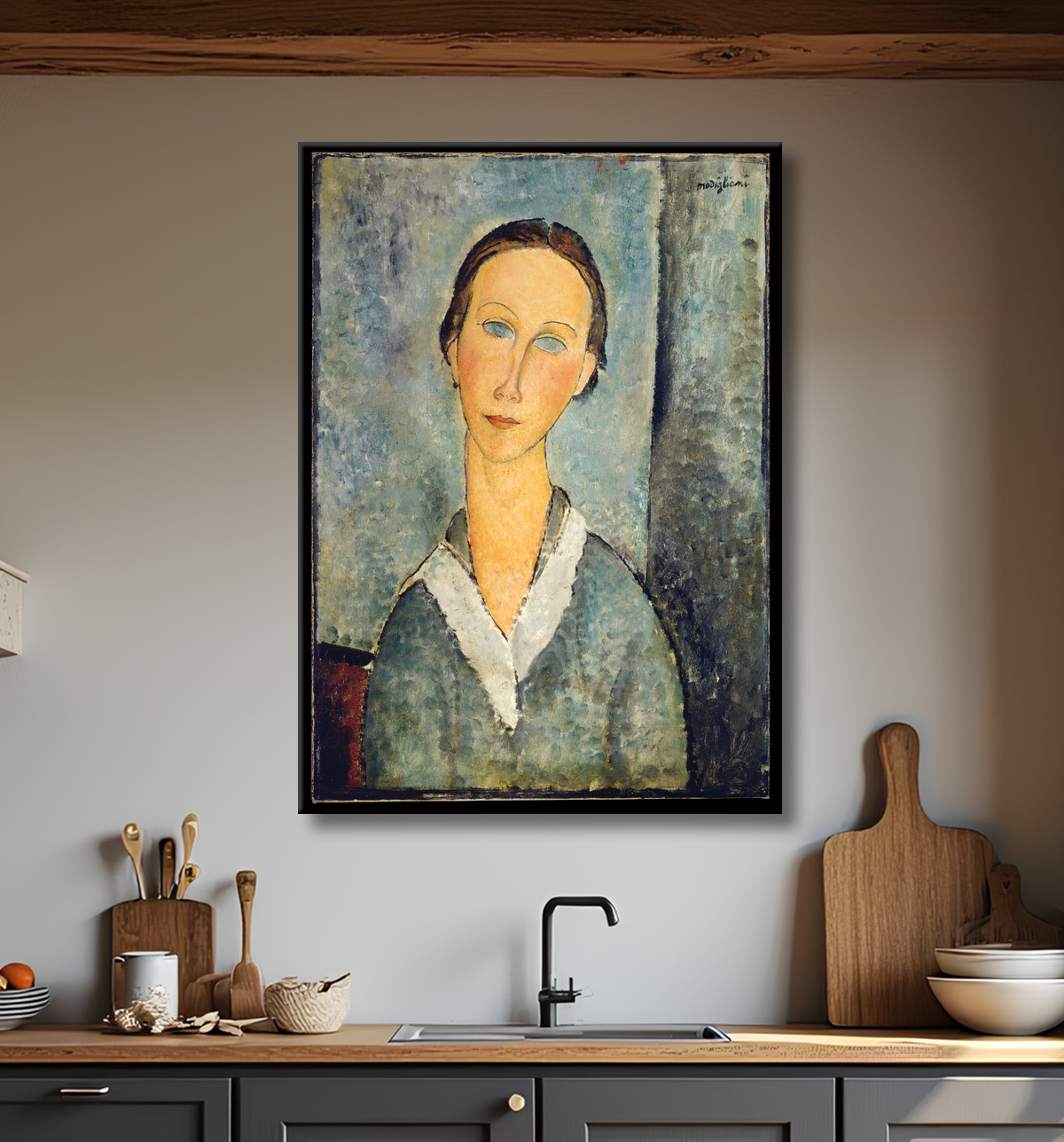 Reproduction Fille en blouse de marin de Amedeo Modigliani avec decor