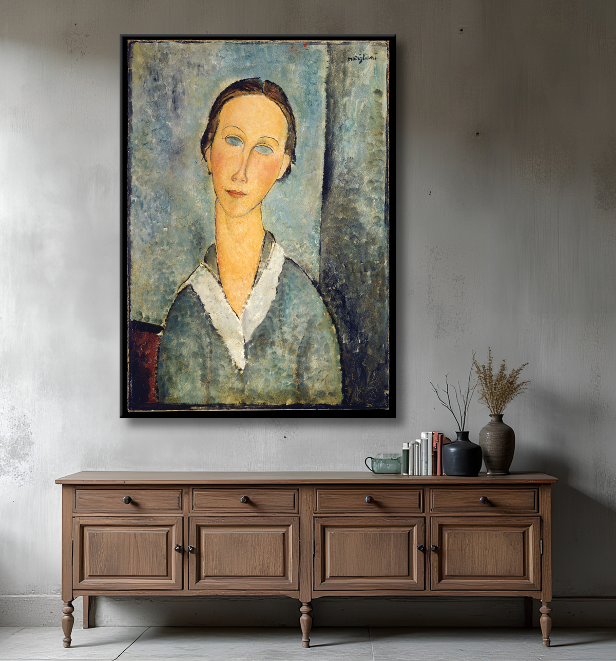 Reproduction Fille en blouse de marin de Amedeo Modigliani avec decor
