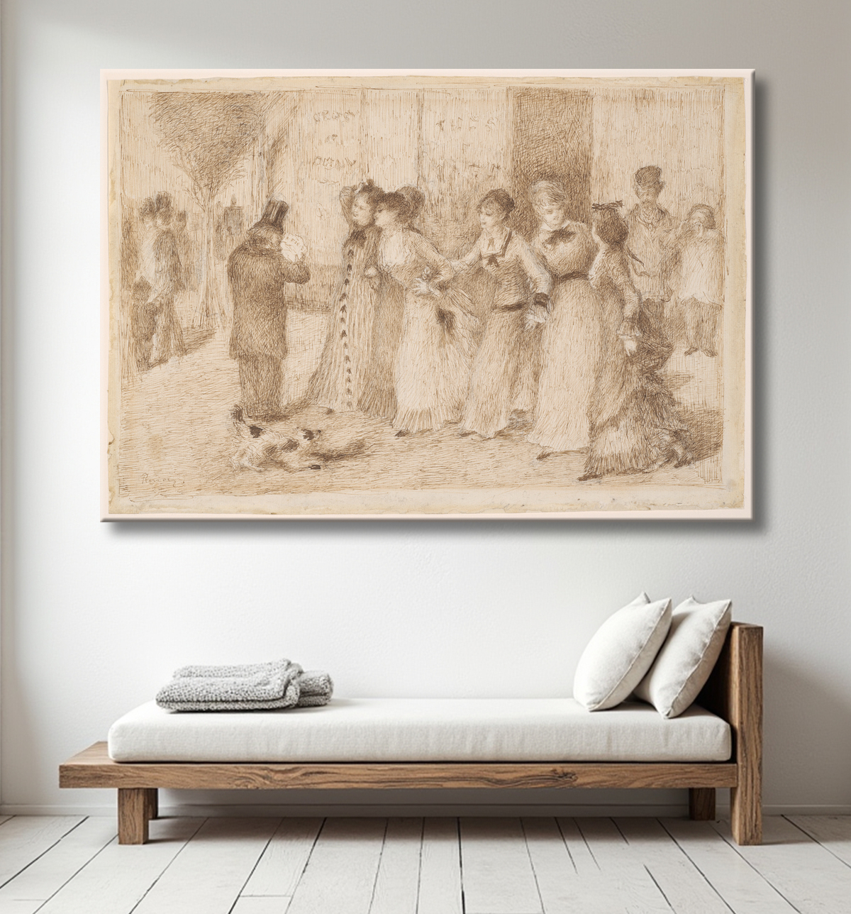 Reproduction Filles ouvrières du boulevard extérieur (Illustration pour "L'Assommoir" d'Émile Zola) de Pierre-Auguste Renoir avec decor
