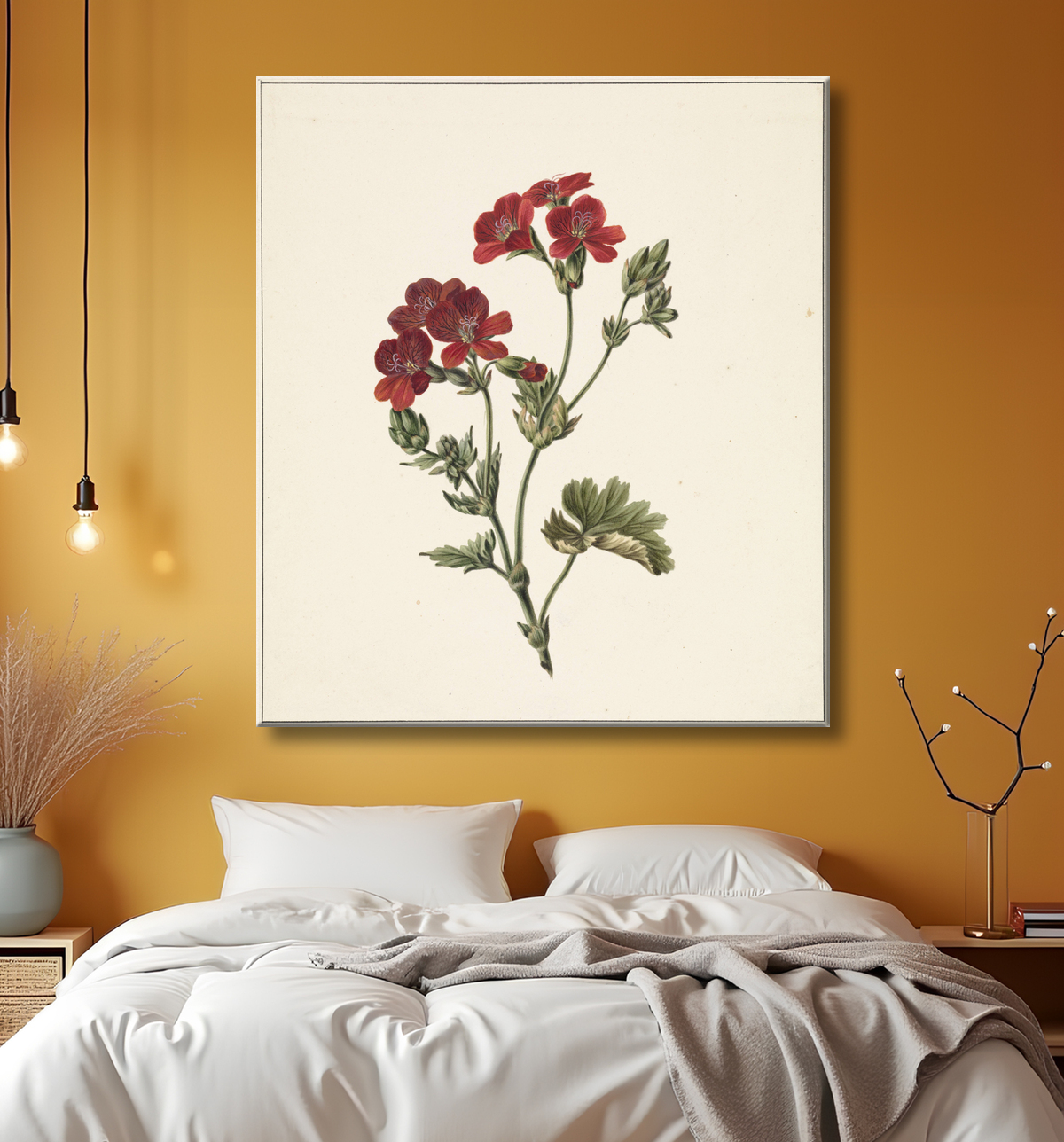 Reproduction fleur rouge de M. de Gijselaar avec decor