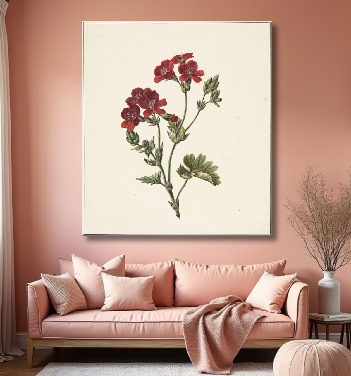 Reproduction fleur rouge de M. de Gijselaar avec decor