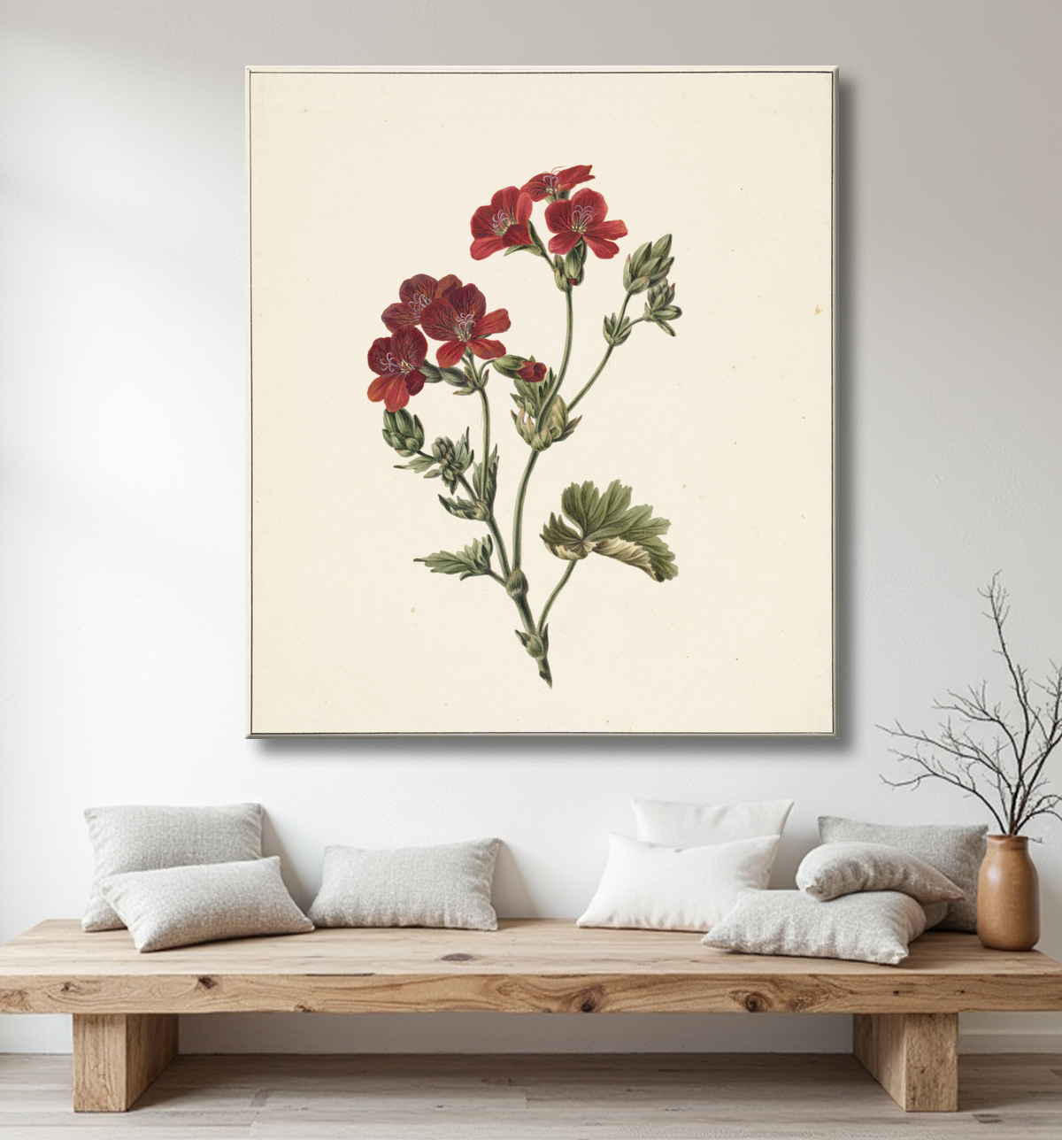 Reproduction fleur rouge de M. de Gijselaar avec decor