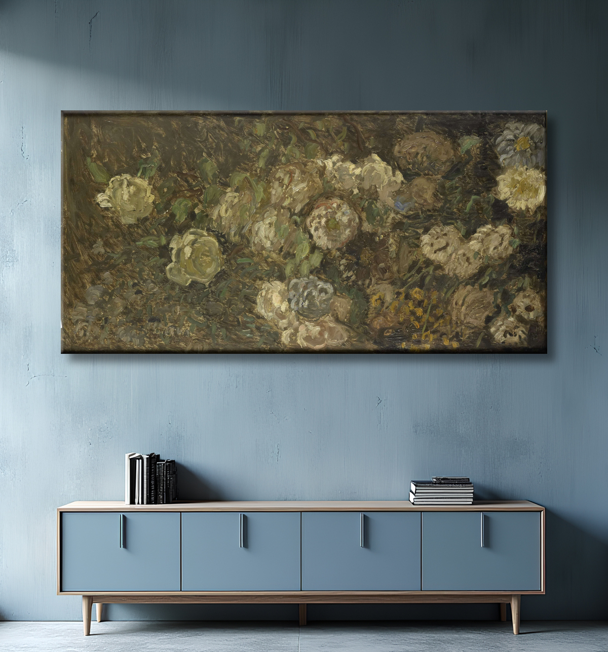 Reproduction Fleurs de Claude Monet avec decor