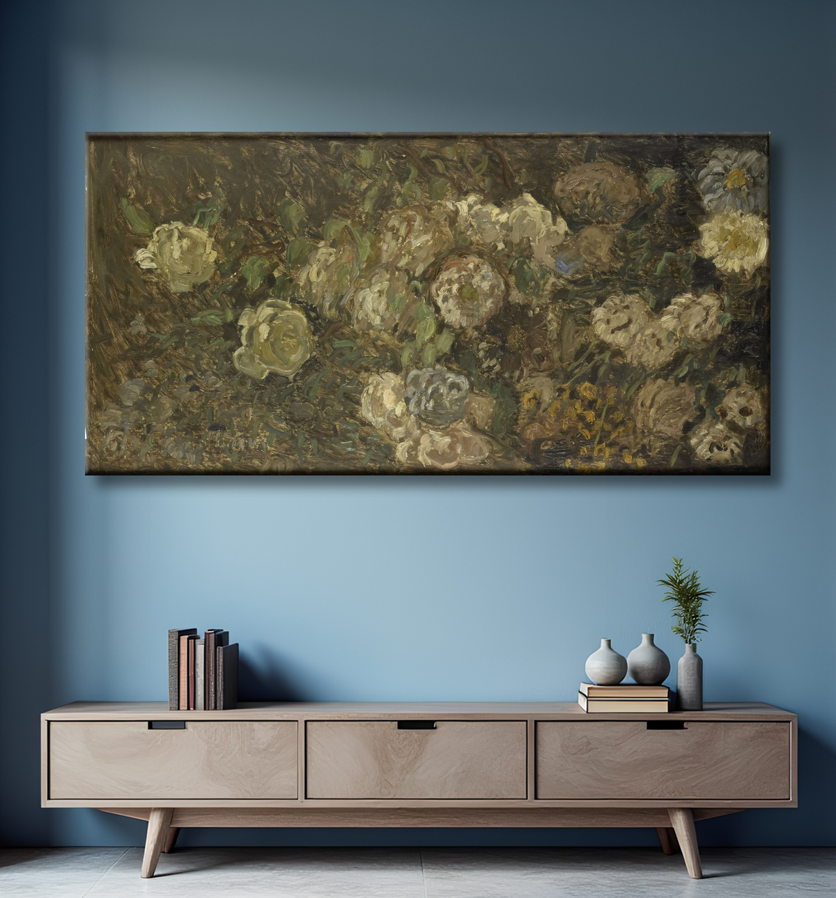 Reproduction Fleurs de Claude Monet avec decor