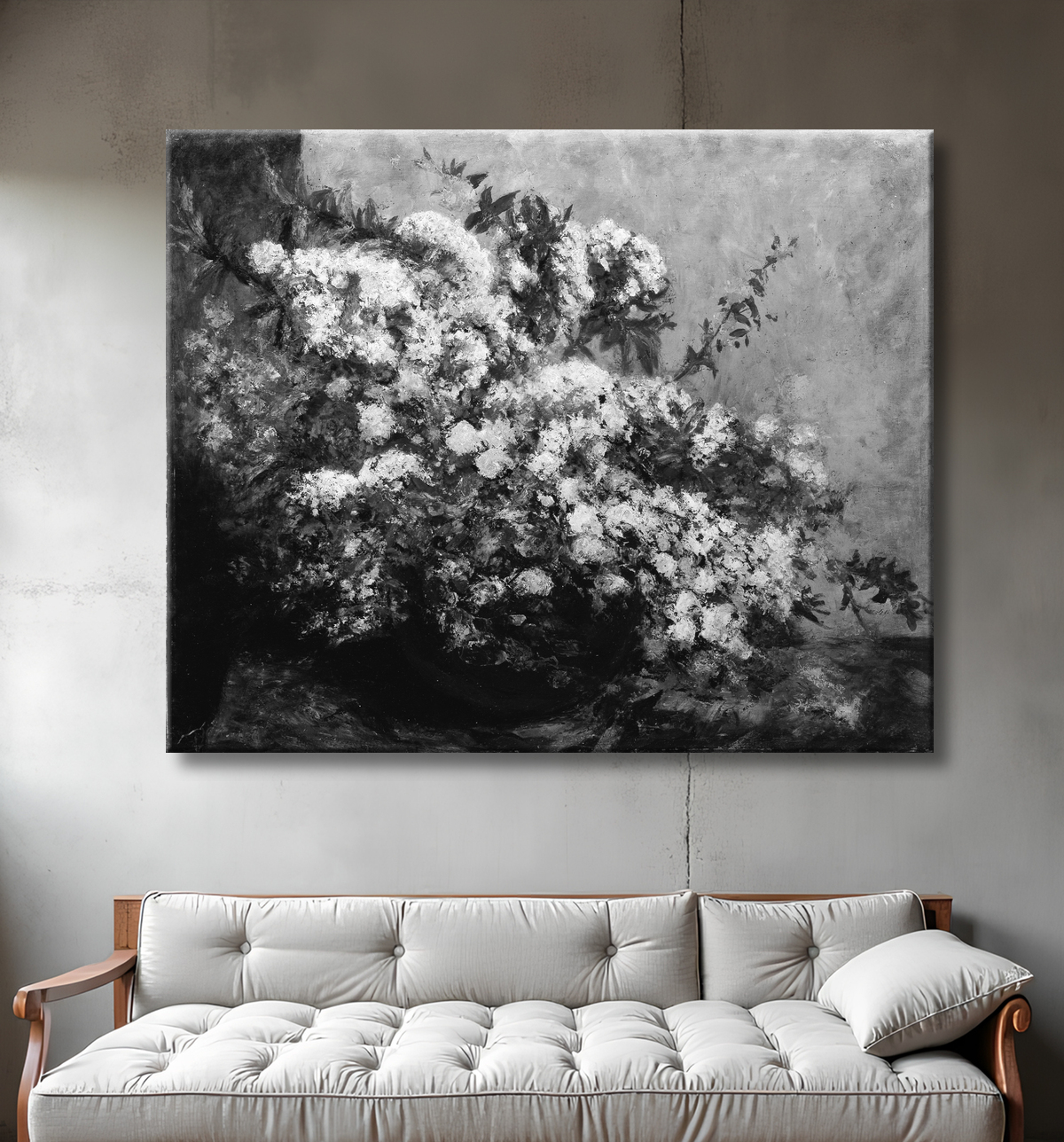 Reproduction Fleurs de printemps de Gustave Courbet avec decor