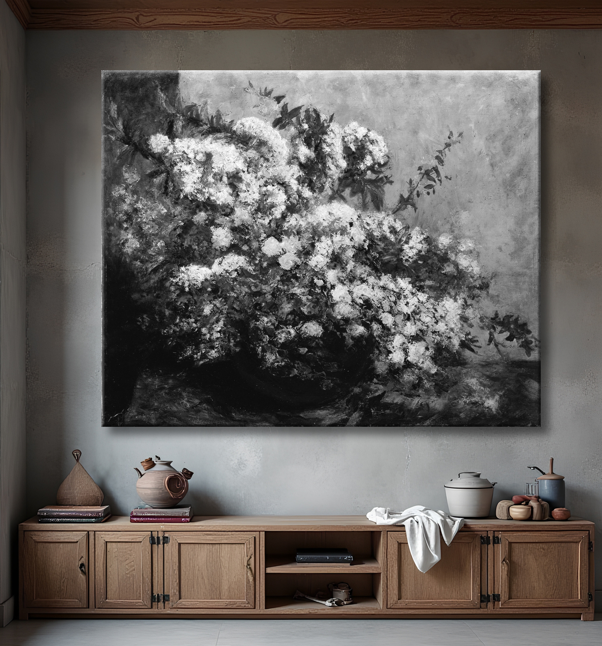 Reproduction Fleurs de printemps de Gustave Courbet avec decor