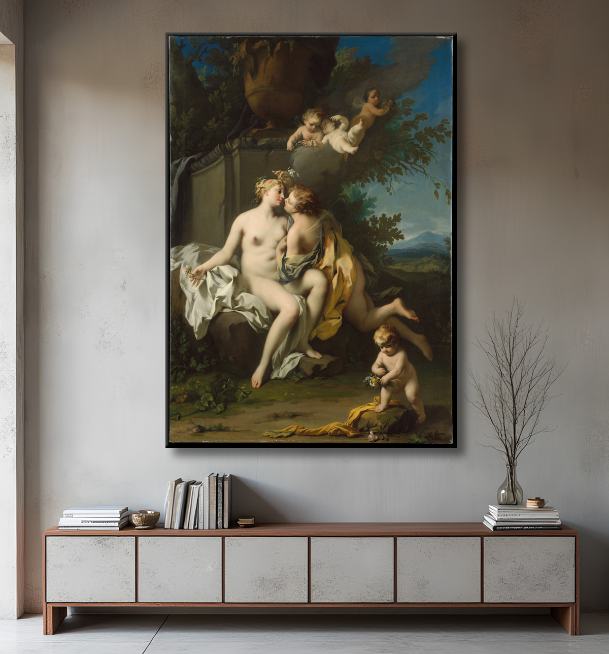 Reproduction Flore et Zéphyr de Jacopo Amigoni avec decor