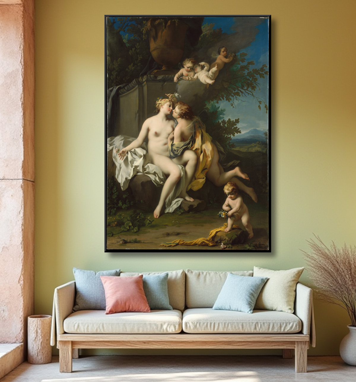 Reproduction Flore et Zéphyr de Jacopo Amigoni avec decor