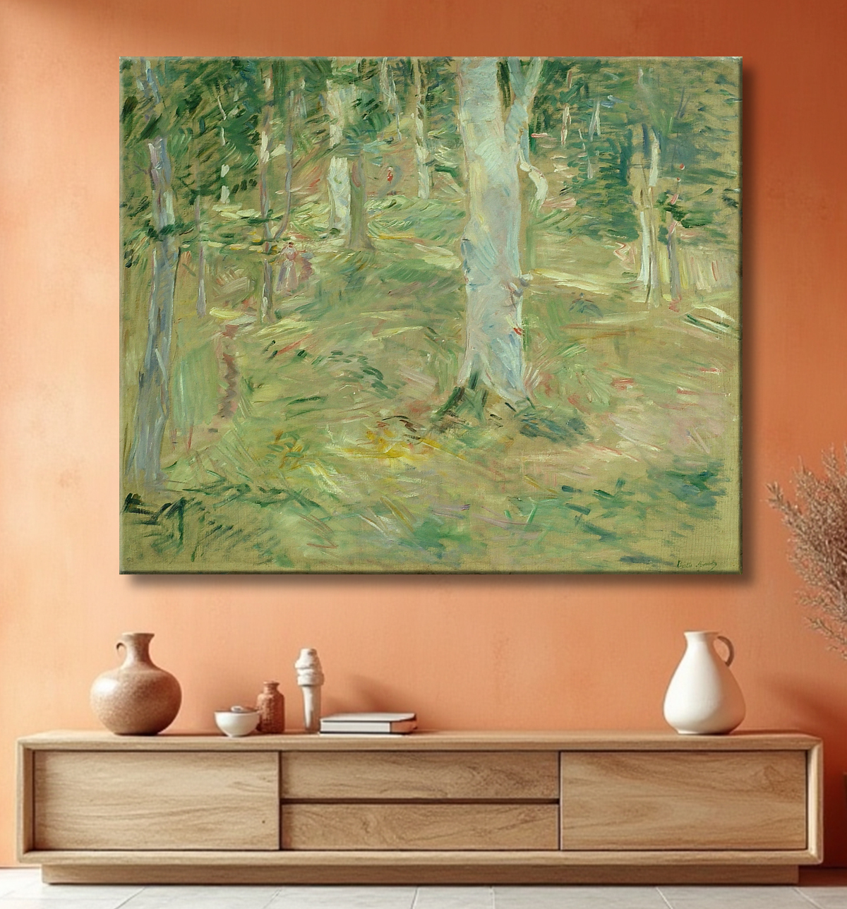 Reproduction Forêt de Compiègne de Berthe Morisot avec decor