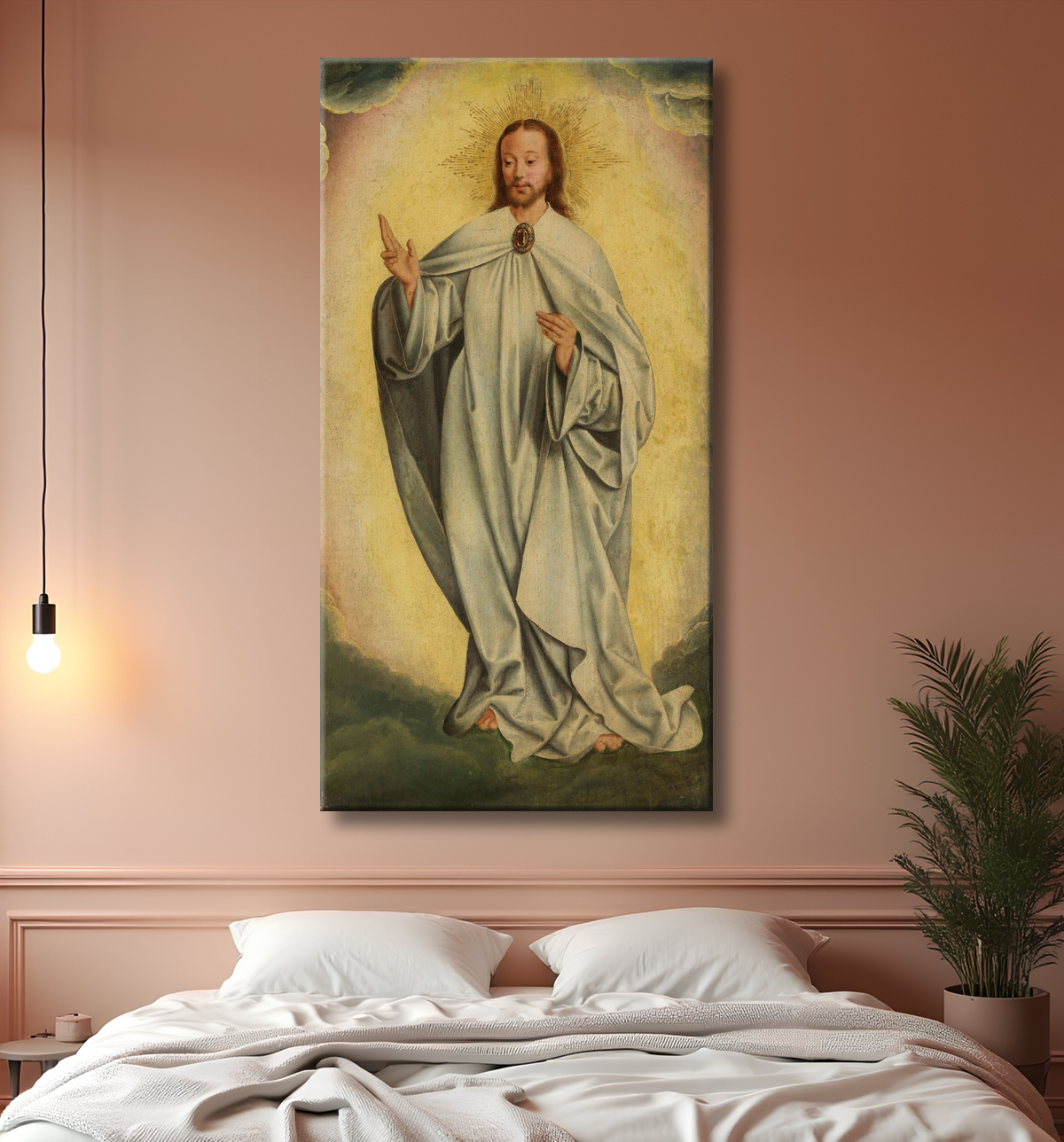 Reproduction Fragment avec la Transfiguration du Christ (Résurrection) de Jan Joest van Kalkar avec decor