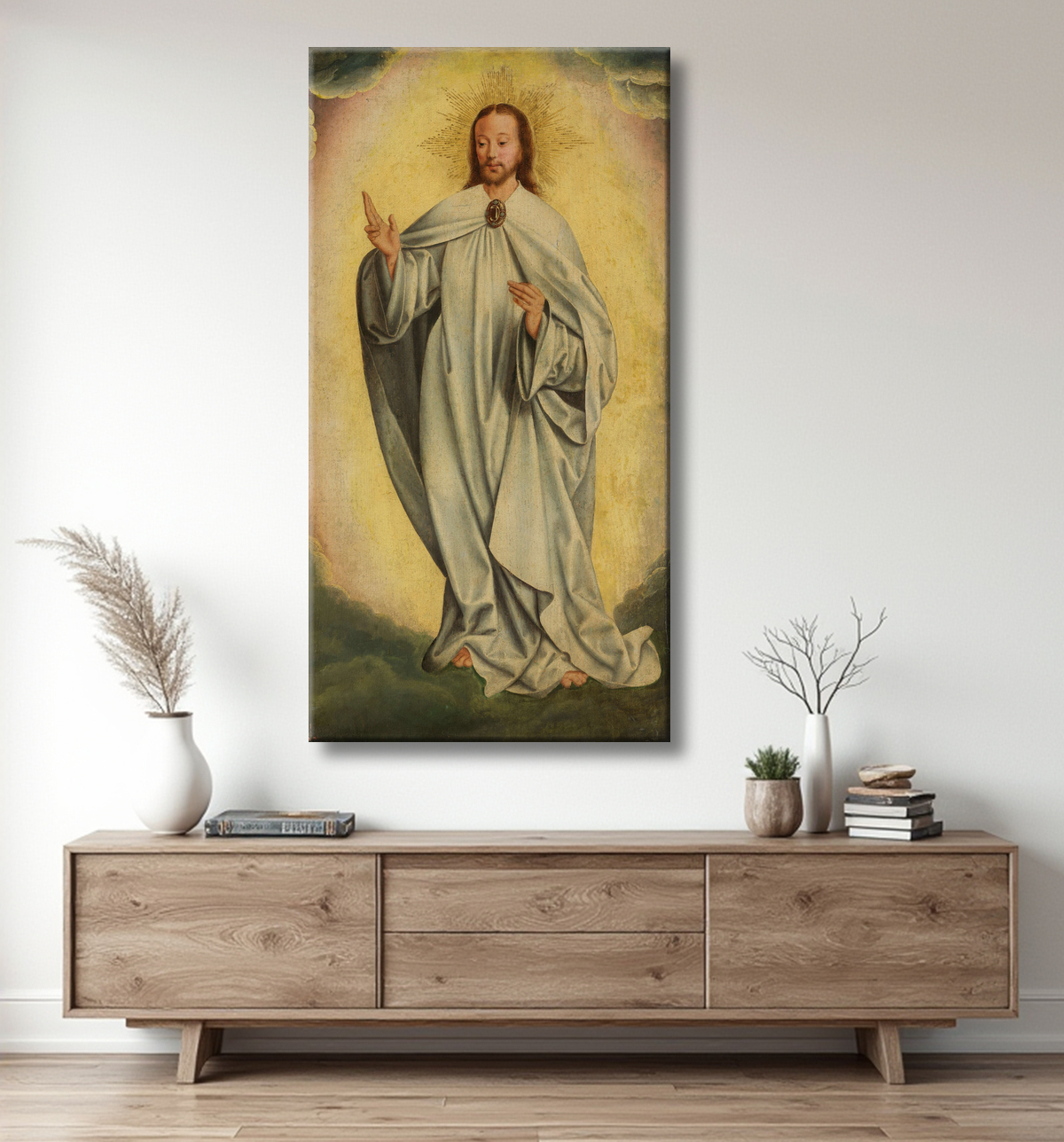Reproduction Fragment avec la Transfiguration du Christ (Résurrection) de Jan Joest van Kalkar avec decor
