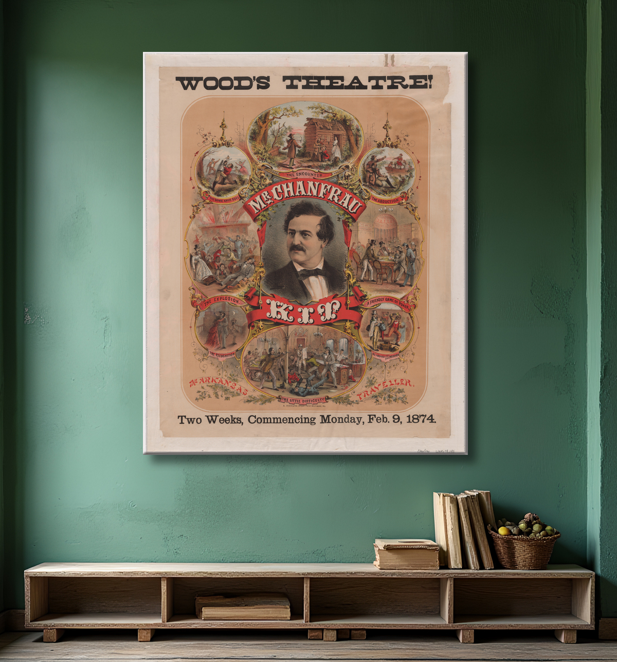 Reproduction Francis S. Chanfrau de A. Hoen Lithography Company, active 1848 - 1981 avec decor