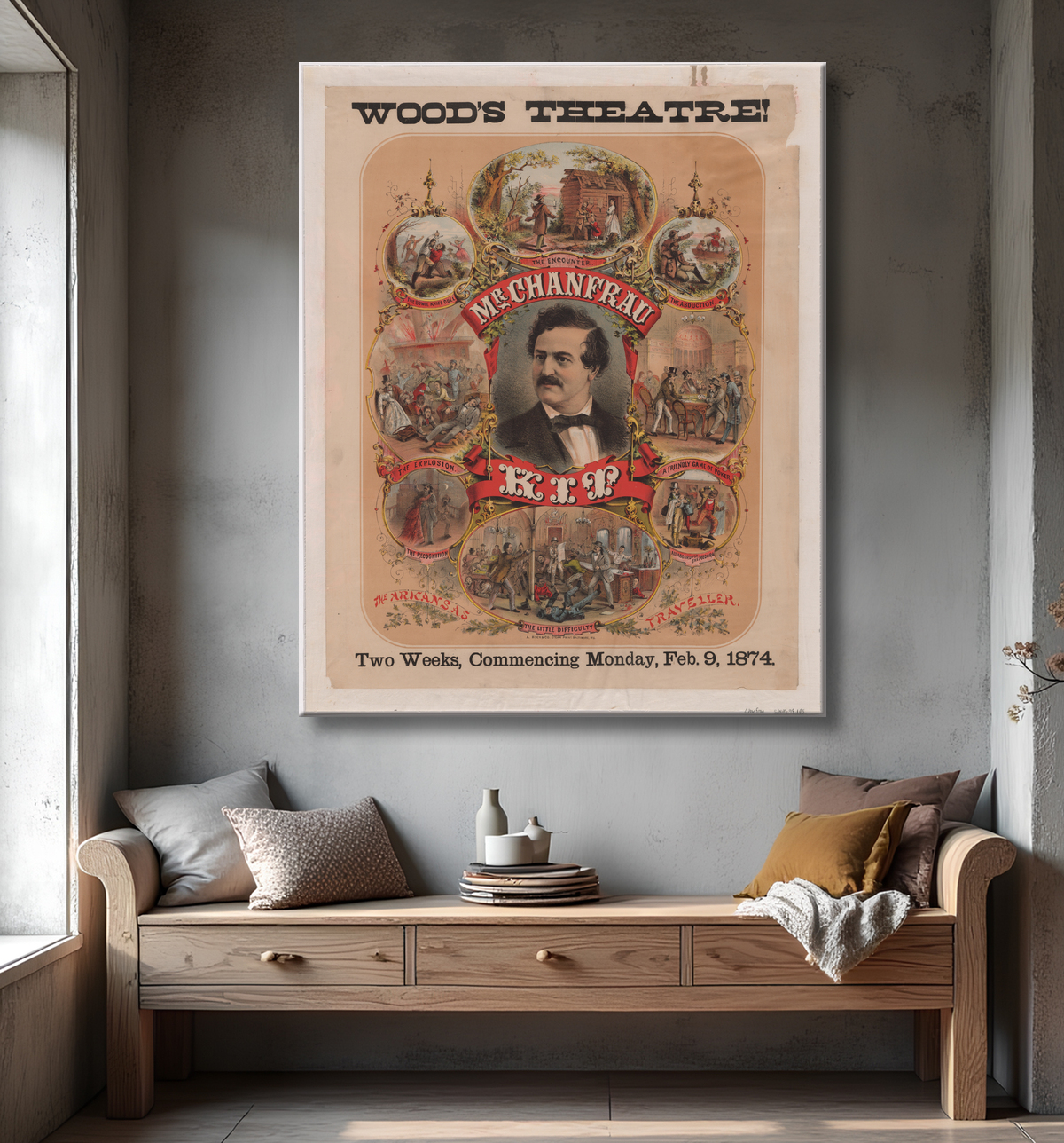 Reproduction Francis S. Chanfrau de A. Hoen Lithography Company, active 1848 - 1981 avec decor
