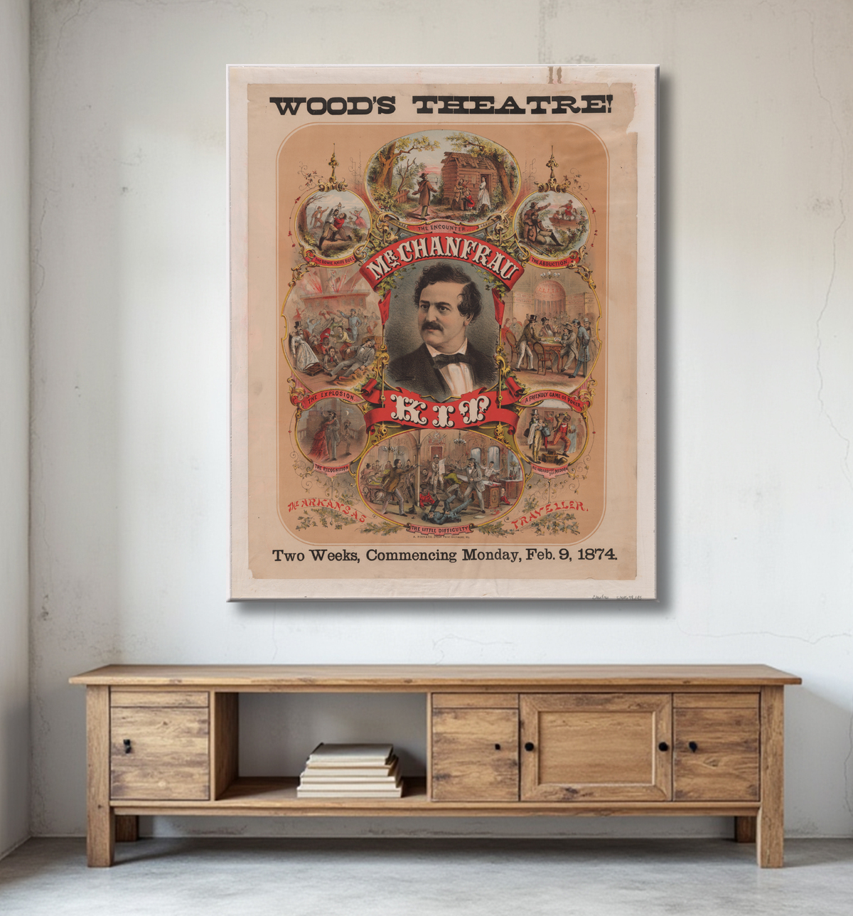 Reproduction Francis S. Chanfrau de A. Hoen Lithography Company, active 1848 - 1981 avec decor