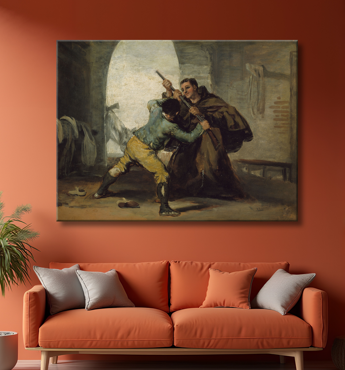 Reproduction Frère Pedro arrache l'arme à El Maragato de Francisco José de Goya y Lucientes avec decor