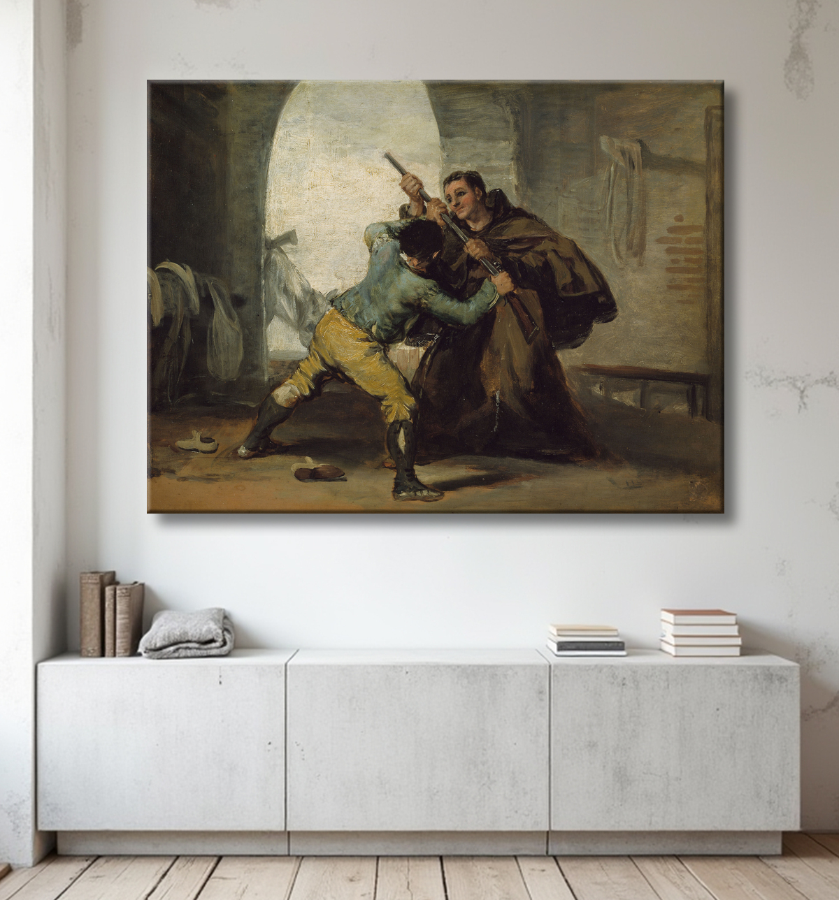 Reproduction Frère Pedro arrache l'arme à El Maragato de Francisco José de Goya y Lucientes avec decor