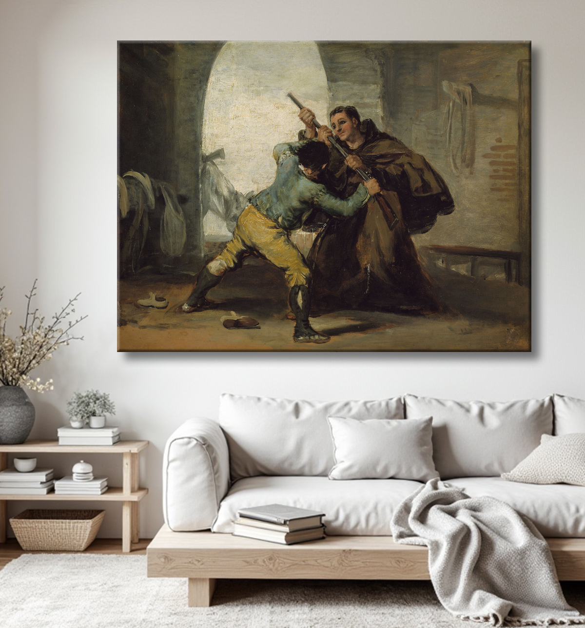 Reproduction Frère Pedro arrache l'arme à El Maragato de Francisco José de Goya y Lucientes avec decor