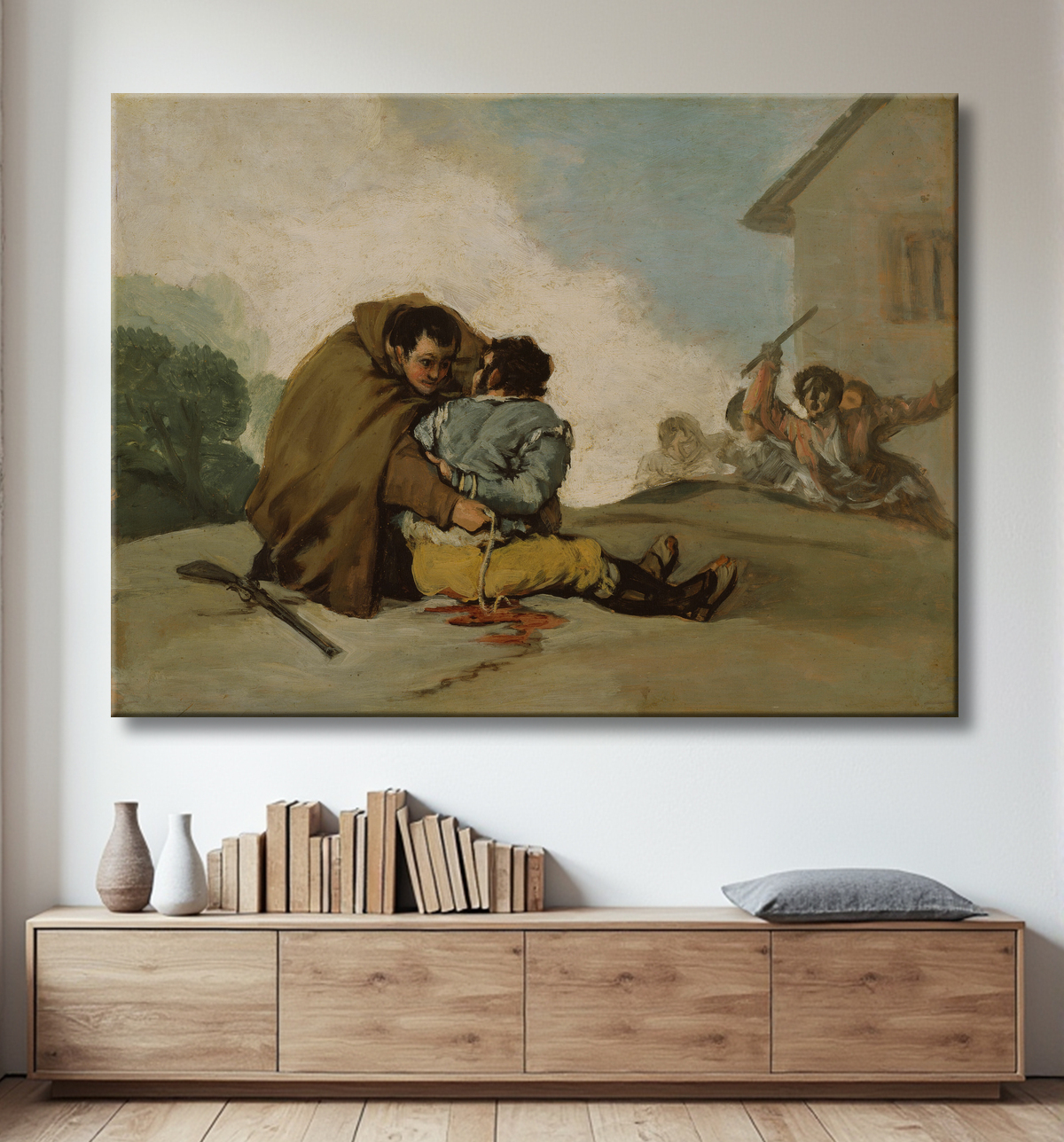 Reproduction Frère Pedro lie El Maragato avec une corde de Francisco José de Goya y Lucientes avec decor