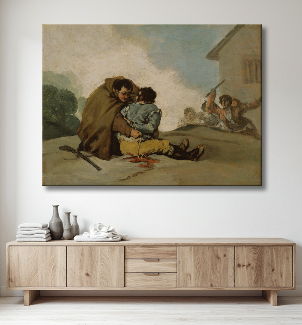 Reproduction Frère Pedro lie El Maragato avec une corde de Francisco José de Goya y Lucientes avec decor