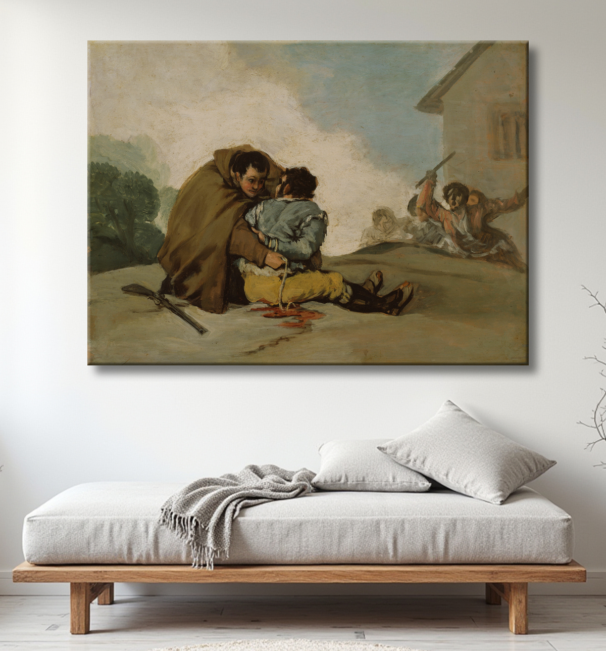 Reproduction Frère Pedro lie El Maragato avec une corde de Francisco José de Goya y Lucientes avec decor