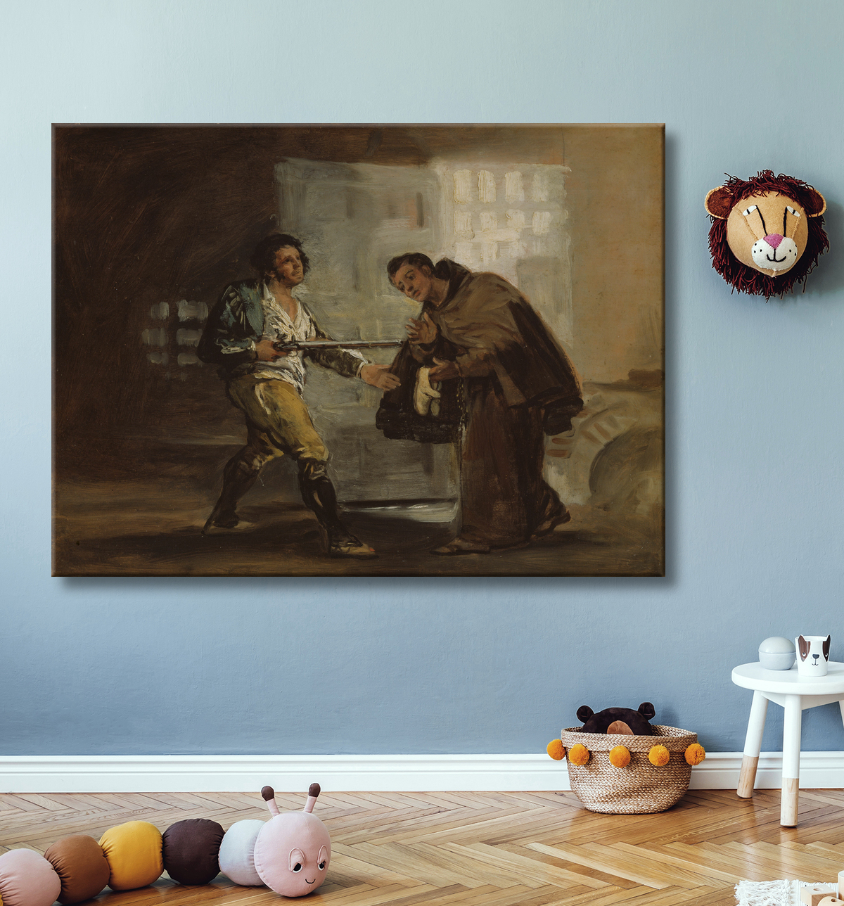 Reproduction Frère Pedro offre des chaussures à El Maragato et se prépare à écarter son arme de Francisco José de Goya y Lucientes avec decor