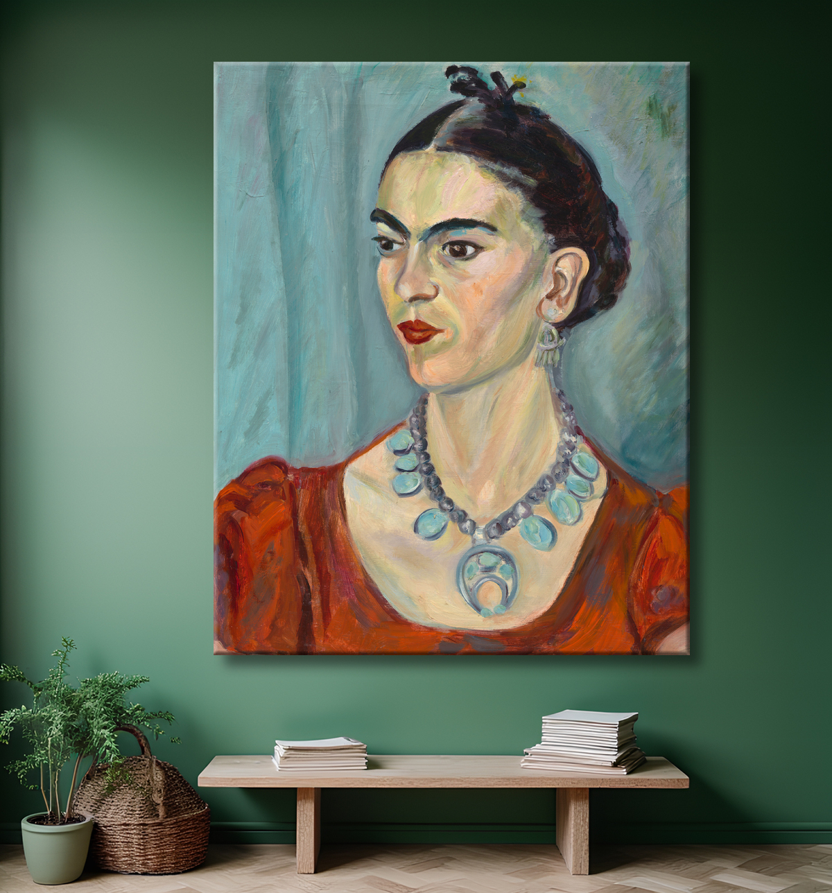 Reproduction Frida Kahlo de Magda Pach, 1884 - 1950 avec decor