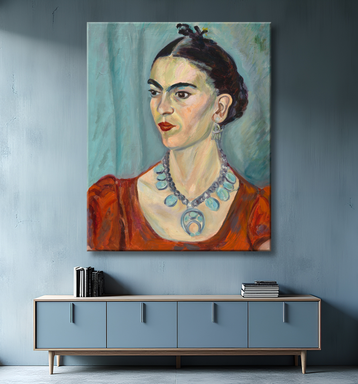 Reproduction Frida Kahlo de Magda Pach, 1884 - 1950 avec decor