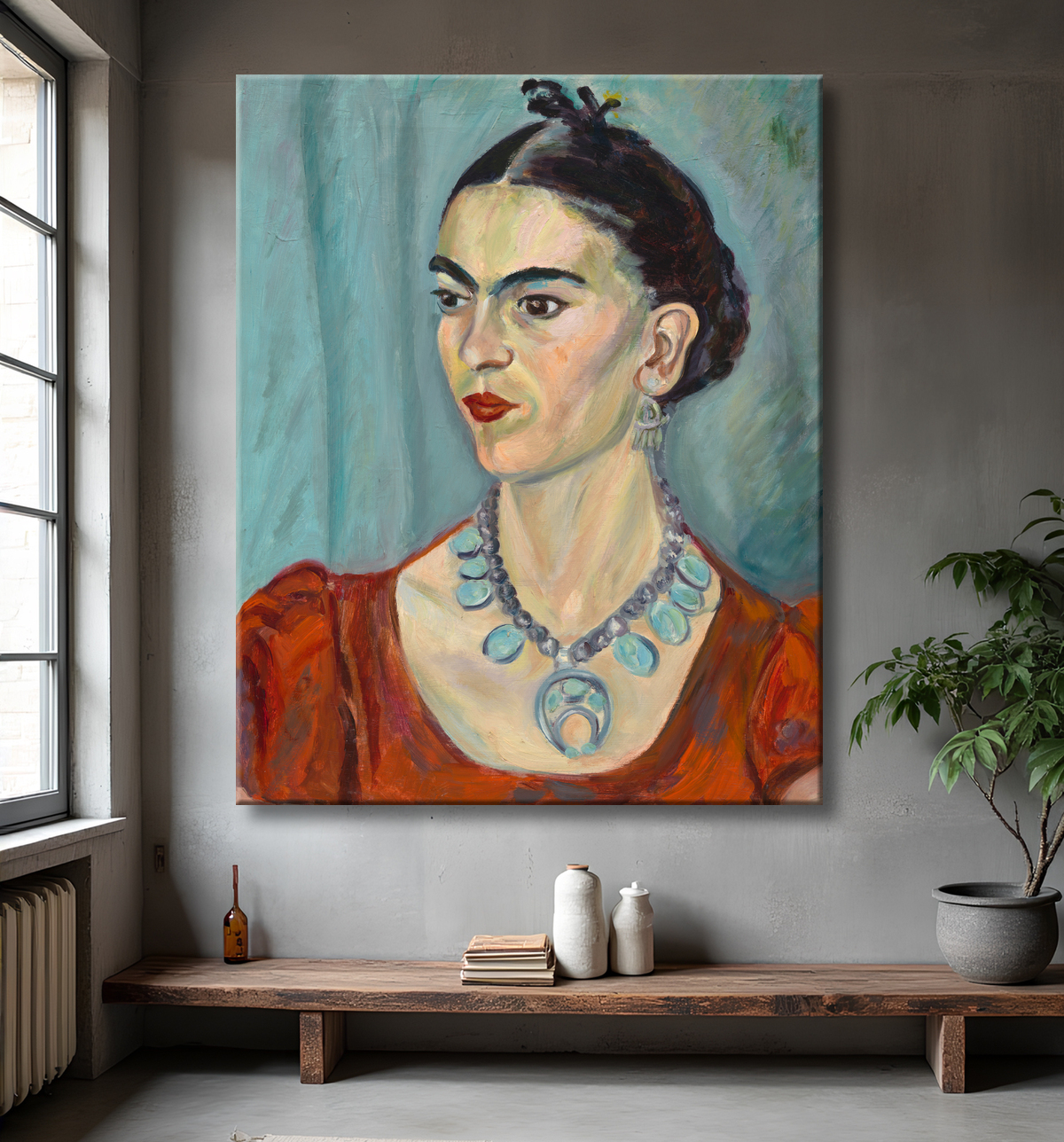 Reproduction Frida Kahlo de Magda Pach, 1884 - 1950 avec decor