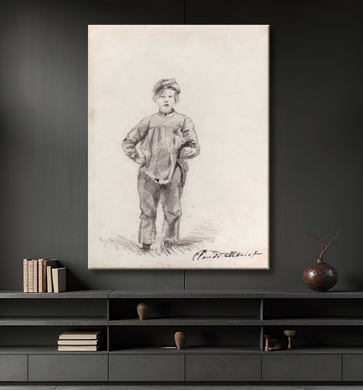 Reproduction Garçon à la campagne de Claude Monet avec decor