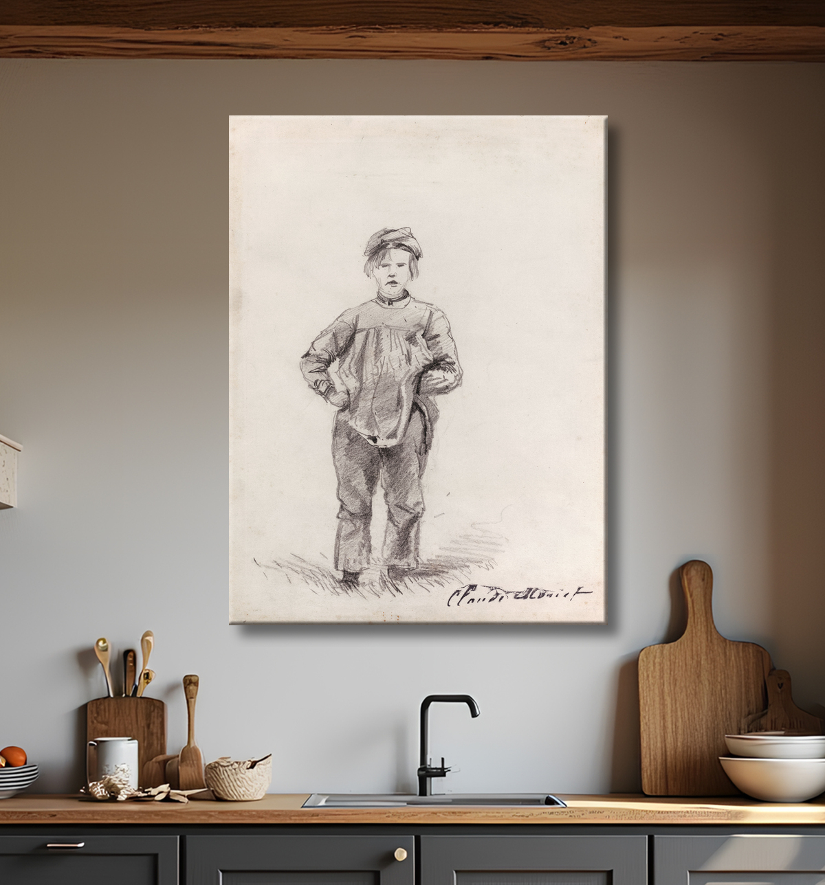 Reproduction Garçon à la campagne de Claude Monet avec decor