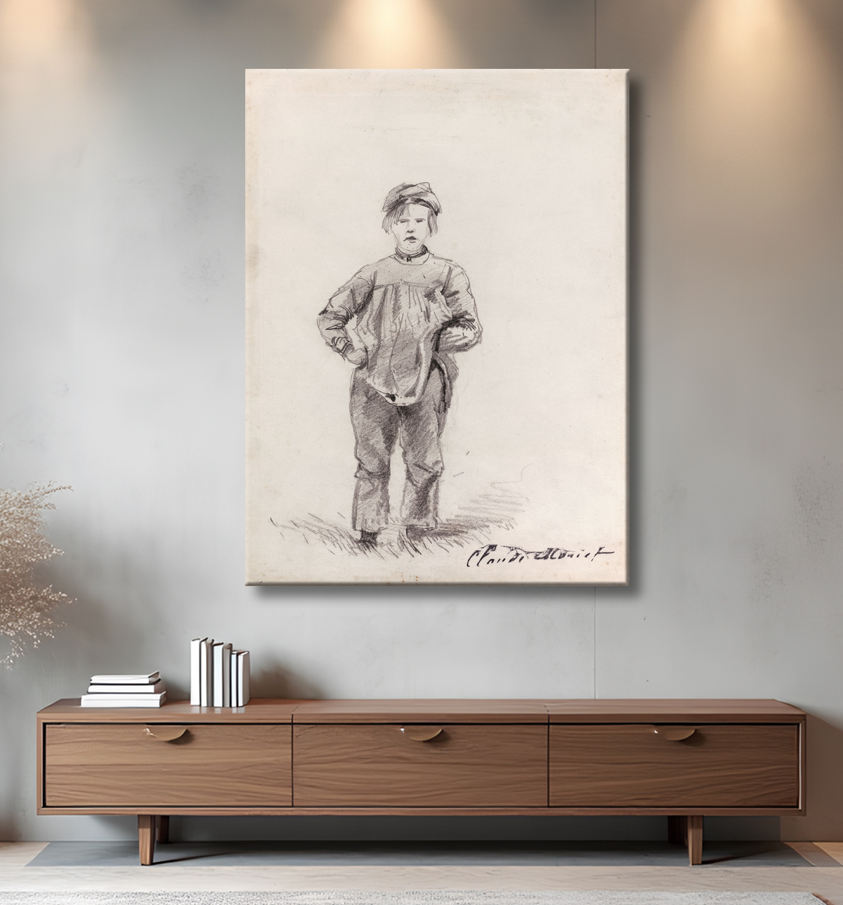 Reproduction Garçon à la campagne de Claude Monet avec decor