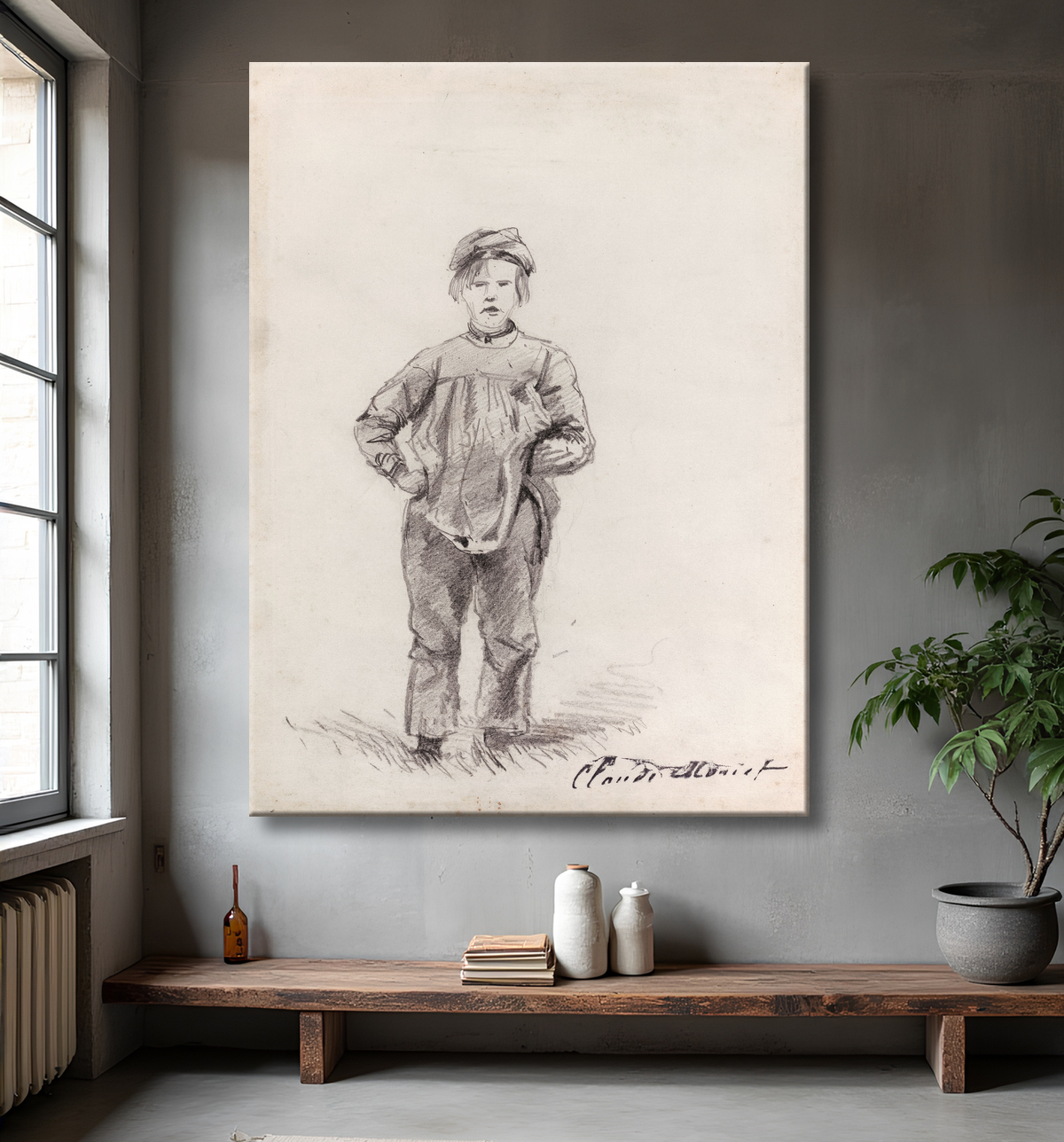 Reproduction Garçon à la campagne de Claude Monet avec decor