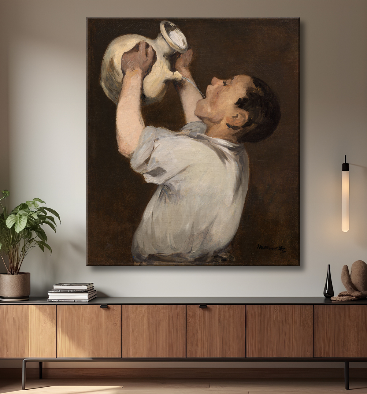 Reproduction Garçon au pichet (La Régalade) de Édouard Manet avec decor