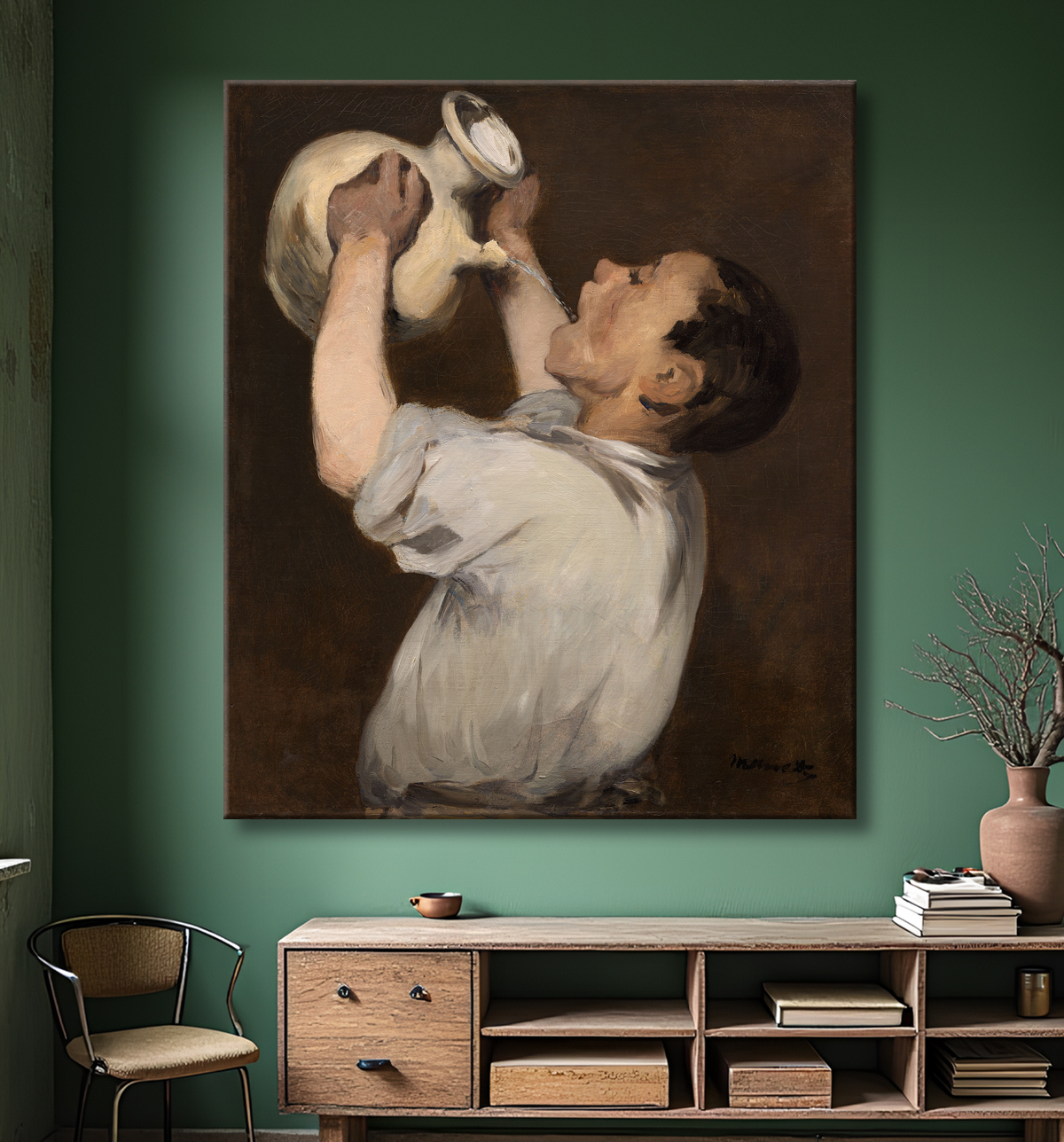 Reproduction Garçon au pichet (La Régalade) de Édouard Manet avec decor