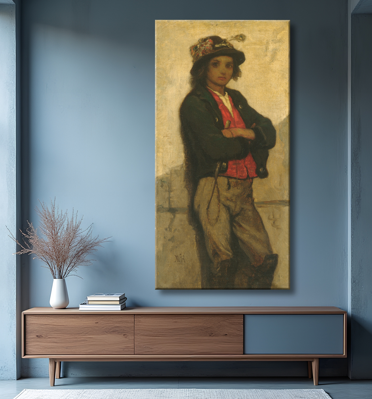 Reproduction garçon italien de William Morris Hunt avec decor