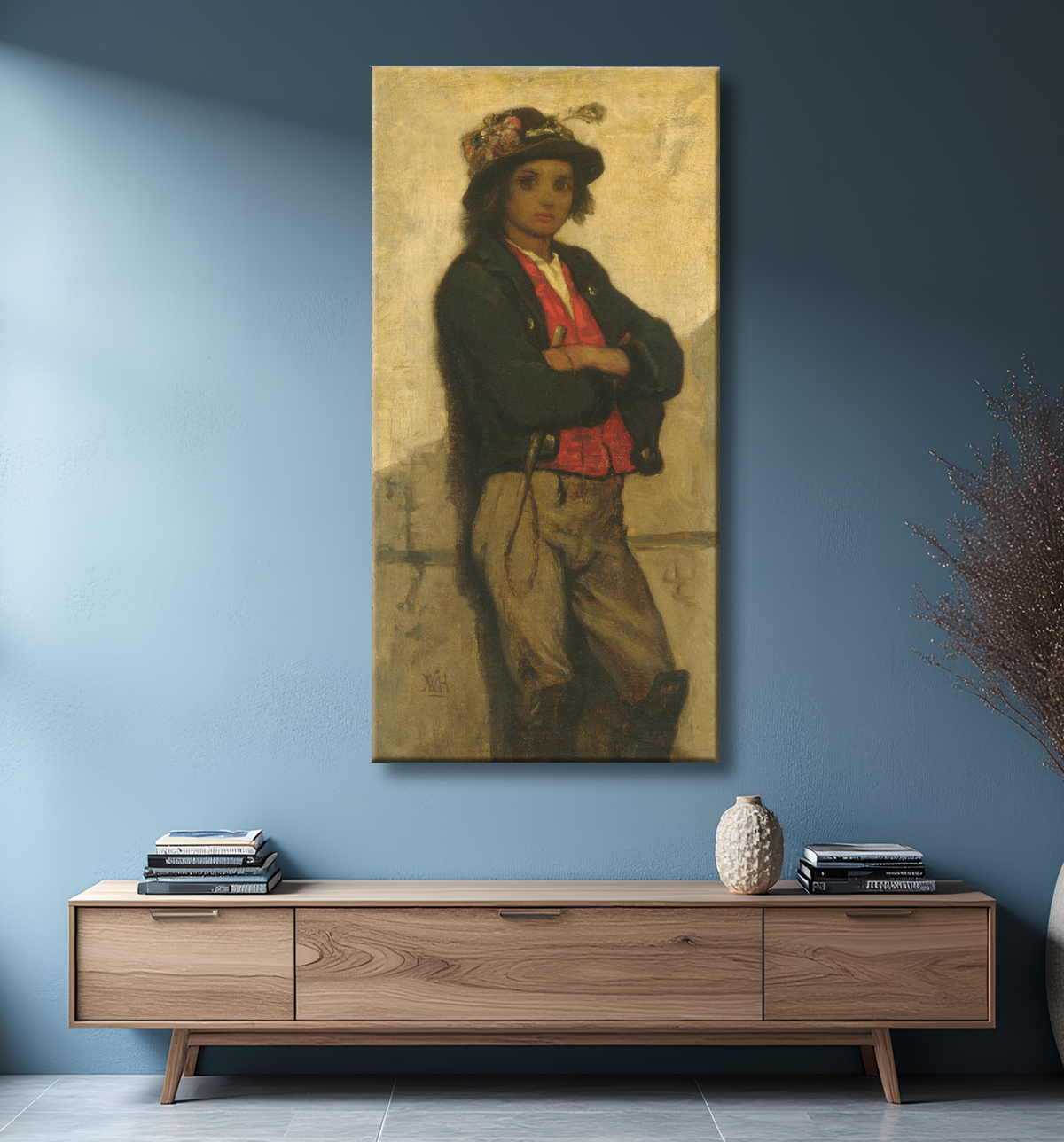 Reproduction garçon italien de William Morris Hunt avec decor