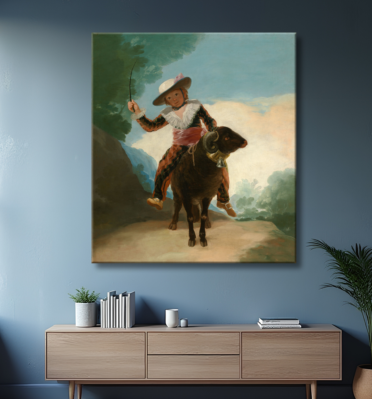 Reproduction Garçon sur un bélier de Francisco José de Goya y Lucientes avec decor