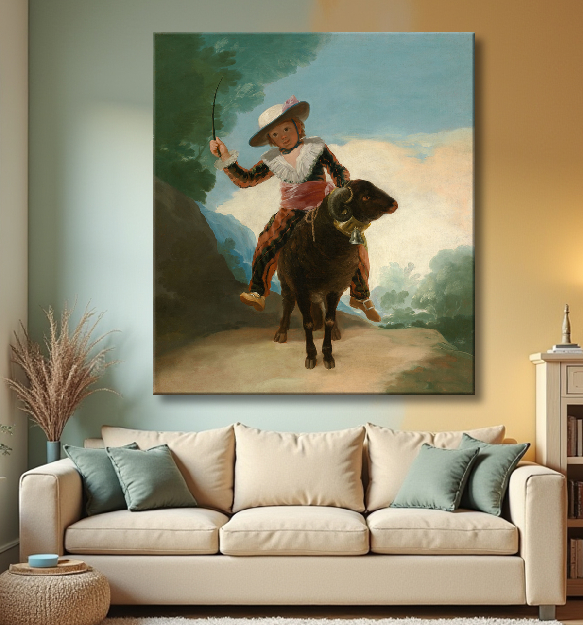 Reproduction Garçon sur un bélier de Francisco José de Goya y Lucientes avec decor