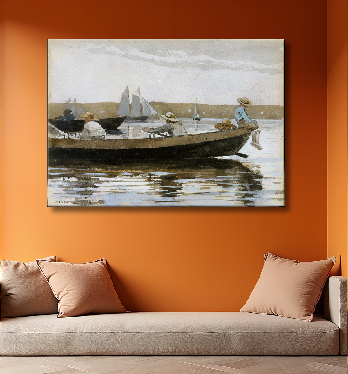 Reproduction Garçons dans un doris de Winslow Homer avec decor