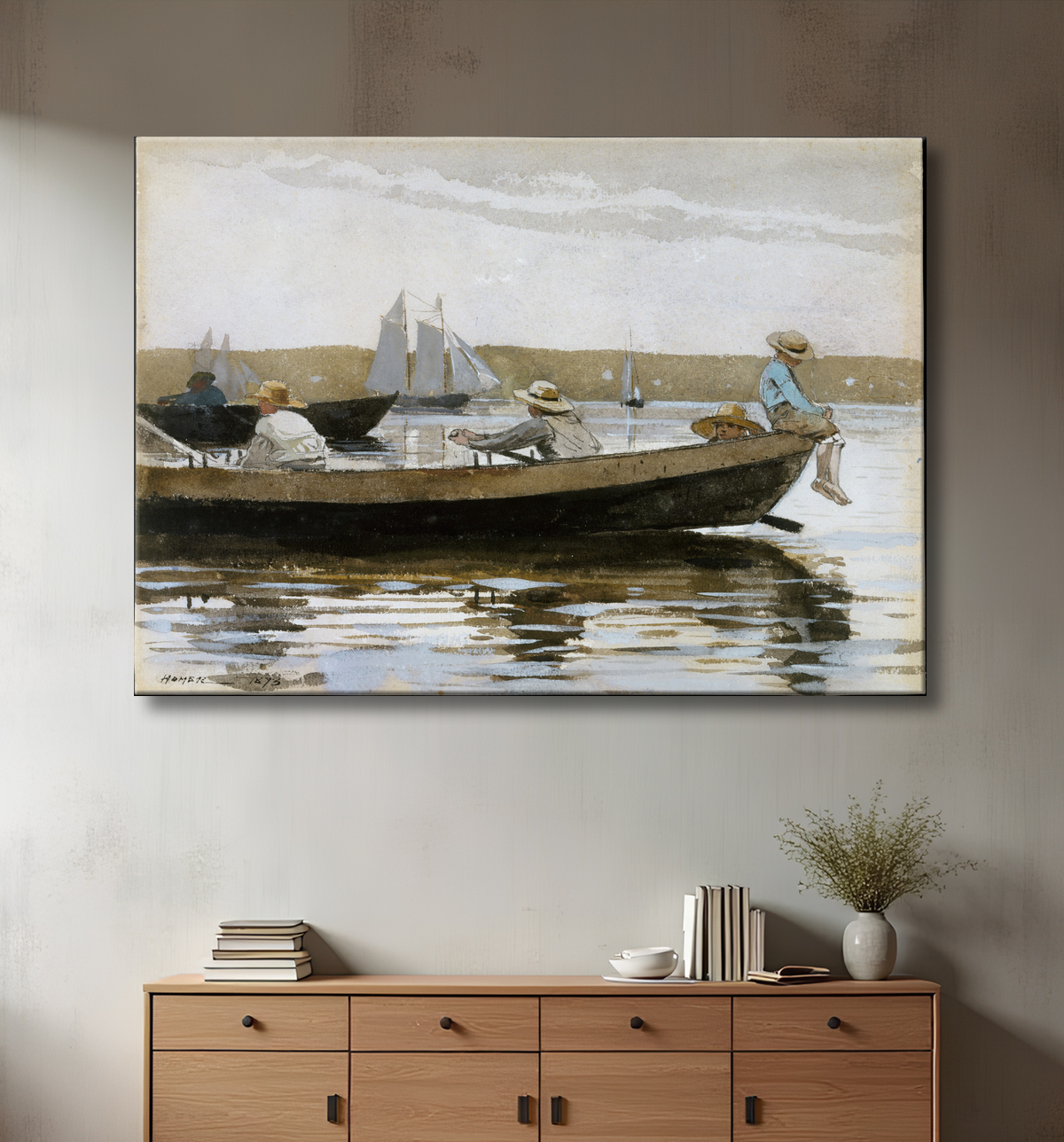 Reproduction Garçons dans un doris de Winslow Homer avec decor
