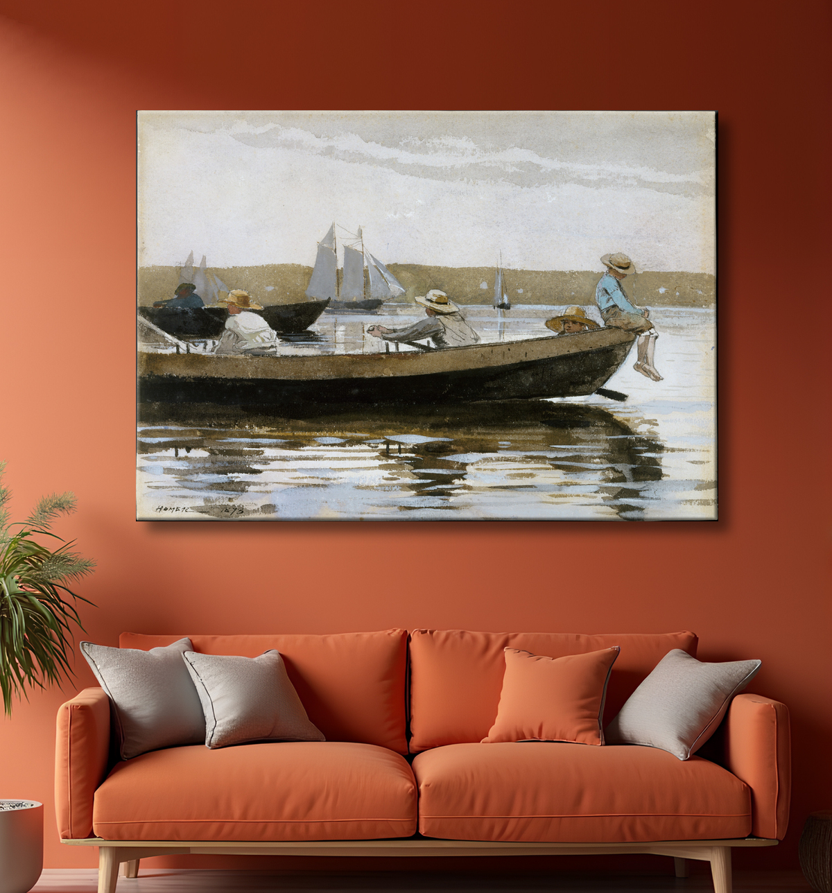 Reproduction Garçons dans un doris de Winslow Homer avec decor