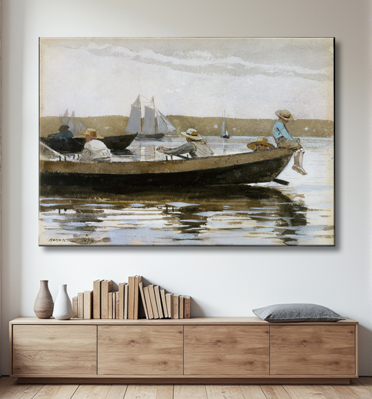 Reproduction Garçons dans un doris de Winslow Homer avec decor
