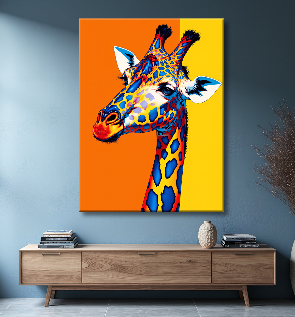 Tableau girafe pop art - Couleurs vives et élégance ludique avec decor