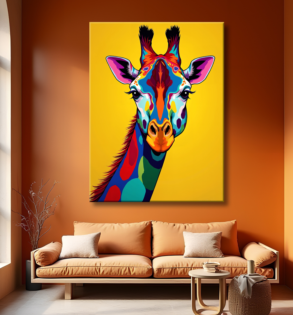 Tableau girafe pop art - Couleurs vives et élégance ludique avec decor