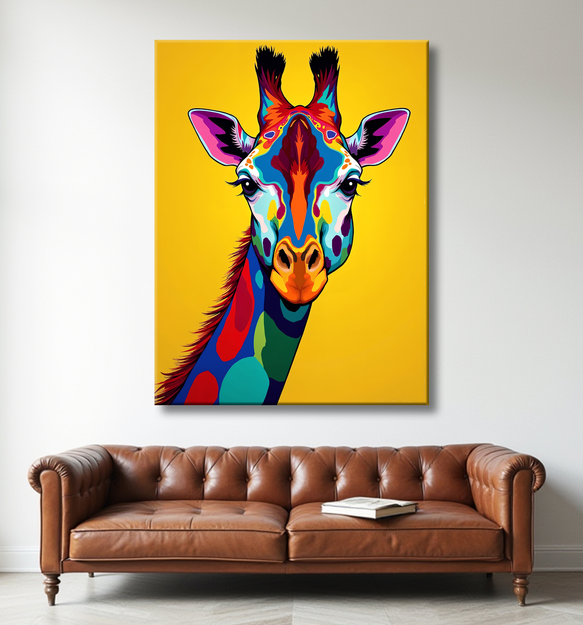 Tableau girafe pop art - Couleurs vives et élégance ludique avec decor
