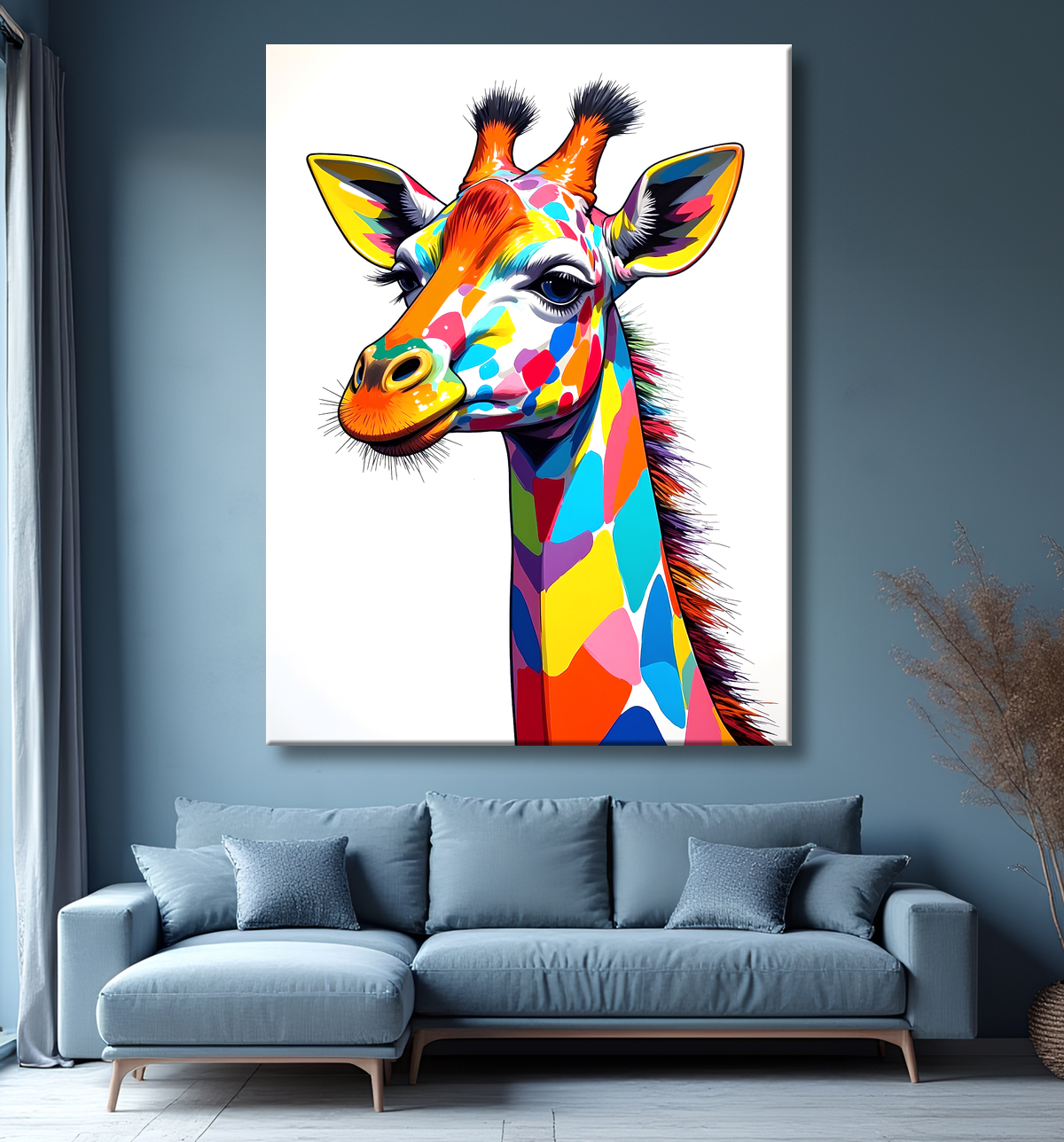 Tableau girafe pop art - Couleurs vives et élégance ludique avec decor