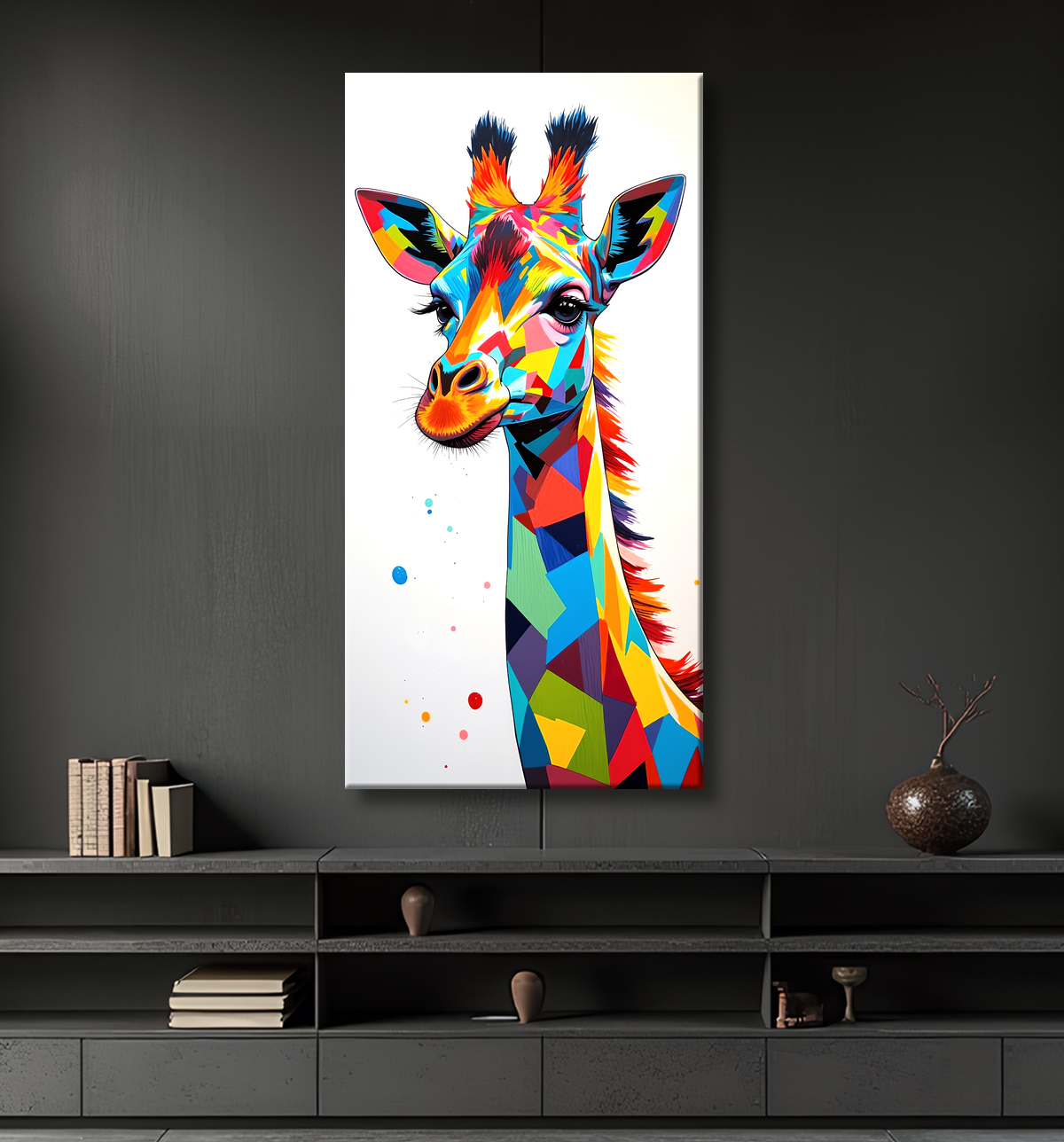Tableau girafe pop art - Couleurs vives et élégance ludique avec decor