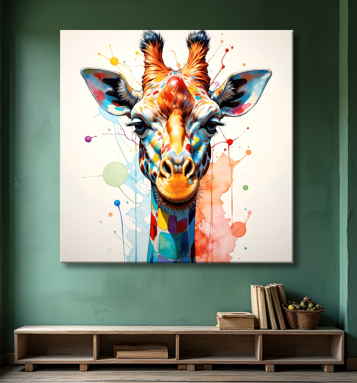 Tableau girafe pop art - Couleurs vives et élégance ludique avec decor